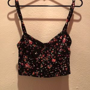 Black Floral Crop Top